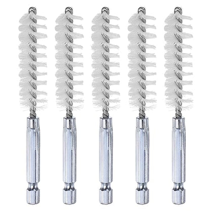 HARFINGTON 5Pcs Nylon Bore Brush 14mm Dia 4" Long Cleaning Twisted Wire Brush with Handle 1/4" Hex Shank for Tubes, Ports, Bearings - size: 14mm