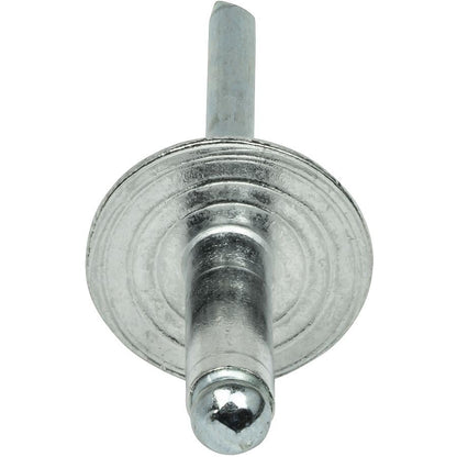 Fastenere Large Flange Pop Rivets - 3/16" x 3/8" (50 Pack) Aluminum Body Steel Mandrel, Heavy Duty Dome Head Blind Rivets, Open End 6-6 Gap .251" - .375" - Corrosion Resistant, High Shear Strength - size: 3/16" x 3/8" (6-6) (50 Pack)
