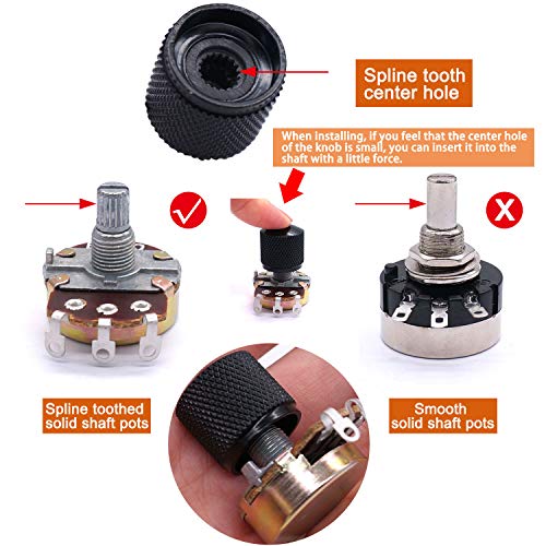 Taiss/3pcs Black Metal Dome Knobs Electric Guitar Volume Tone Control Knobs, Metal Volume Tone Knob,Suitable for 6mm Shaft ，with Inner Hexagon Spanner Knob-10BK - color: BK-Metal-18mmx18mm