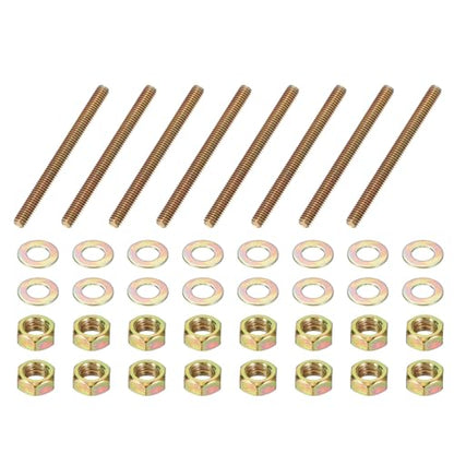 PATIKIL 5/16" x 3-3/4" Color Zinc Fully All Thread Rod, 8 Pcs Carbon Steel Long Threaded Screw Stud Bolts for Furniture Garden Mounting Assembly Fastening - size: 5/16" x 3-3/4"