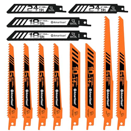 Amartisan 12-Piece Reciprocating Saw Blade Set - size: Reciprocating Saw Blades (12-Piece)