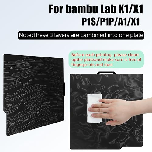P1S P2S Build Plate for Bambu Lab A1 X2D P1P X1 X1C X1E, 257x257mm - color: Water Ripples+Wood Grain