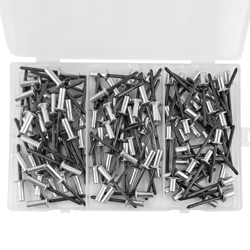 ALLCLEAN 120Pcs 3/16" x 3/8",1/2",5/8" Closed End Aluminum Blind Rivets with Steel Mandrel,4.8 x 10 12 16mm Pop Rivets Dome Head 3 Size - size: 3/16" x3/8",1/2",5/8"