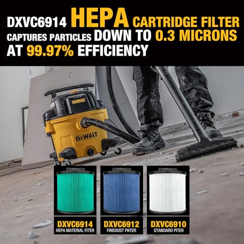 DEWALT Shop Vac HEPA Filter Replacement, 3-Pack Dust Bags & Tool Adapter - style: DXVA19-0501
