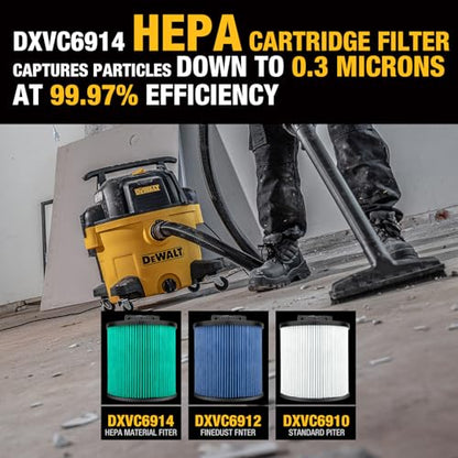 DEWALT Shop Vac HEPA Filter Replacement, 3-Pack Dust Bags & Tool Adapter - style: DXVA19-0501