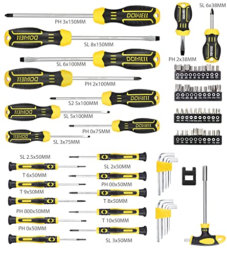 DOWELL Magnetic Screwdriver Set Slotted/Phillips/Torx 108-Piece