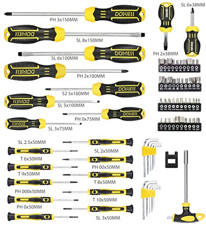 DOWELL Magnetic Screwdriver Set Slotted/Phillips/Torx 108-Piece