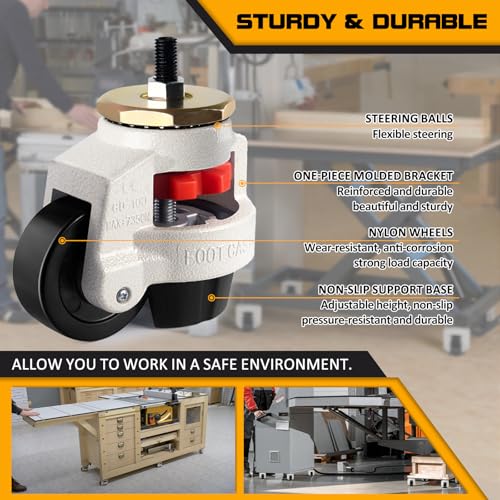 Retractable Leveling Machine Casters 4Pcs- 6600 lbs Per Set - size: 3 INCH