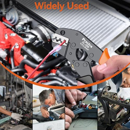 Preciva Terminal Crimper Tool Kit, Professional Ratcheting Wire Crimping Tool with AWG 24-10 Precision Carbide Jaws, Compact Ergonomic Design, 0.5-2.5mm² Electrical Terminals (300pcs) (CP25360)