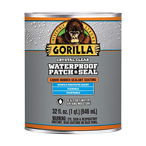 Gorilla Patch & Seal Liquid Rubber Waterproof Sealant, Crystal Clear, 32 Ounce (Pack of 1) - Seals Out Water, Air, and Moisture - color: Clear, size: 1 - Pack