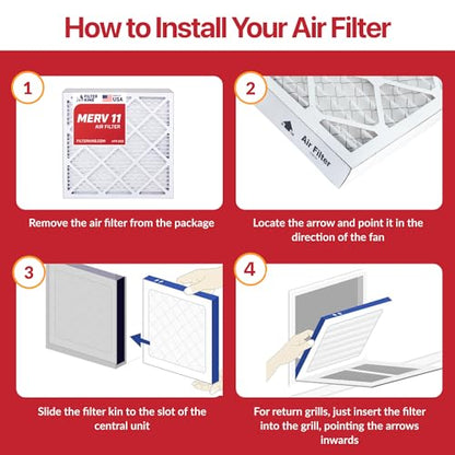 Filter King 8x8x1 Air Filter MERV 11, AC Furnace Filters (6-Pack) - size: 8x8x1