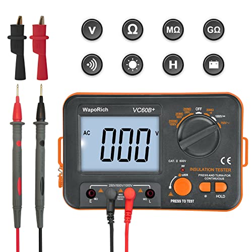 Megaohm Meter 1000V, Megohmmeter Insulation Resistance Tester - color: RQ-US-T6-VC60B