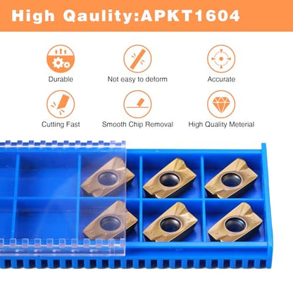 6PCS APKT1604 Tin Coated Carbide Inserts - Indexable Milling Inserts for Machinist Tools, CNC Laser Cutter, Milling Machine Accessories - size: Inserts 6pcs