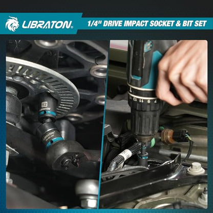 LIBRATON 71PCS 1/4 Impact Socket Set, SAE &Metric, Complete Socket &Bit Set - size: 1/4"
