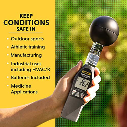 General Tools Deluxe Heat Index Monitor #WBGT8778 With 75 x 75 mm Brass Black Ball, 32° to 122° F, 0 to 100% RH - style: Deluxe