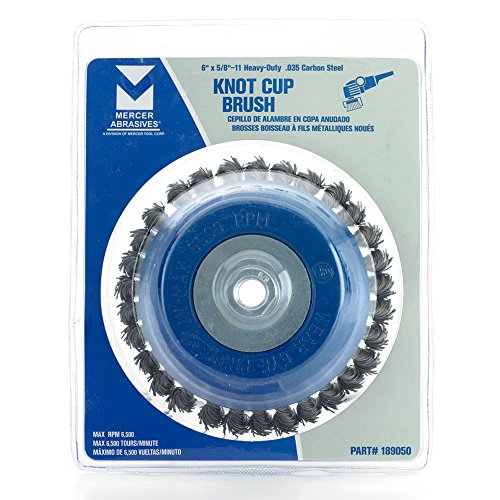 Mercer Industries 189050 - 6" x 5/8"-11 Heavy-Duty Knot Cup Brush, .035 Carbon Steel Wire - color: .035 Carbon Steel, size: 6" x 5/8"-11, style: Knot Cup