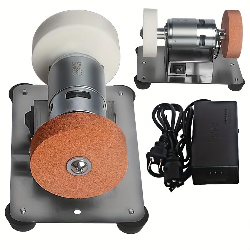 Mini Bench Grinder, Electric Multi-Purpose Grinding Machine for Metal, Wood, Knife Making, Jewelry Buffing, 6.3 x 3.5 Inch Base