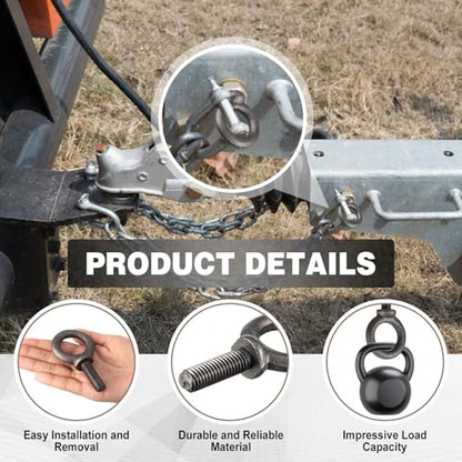 Hicarer 8 Pack 1/2 x 1-1/2 Machinery Eye Bolts Shouldered Rigging Lifting Point, Heavy Duty Lifting Shoulder Eye Bolts, Anchor Rigging Attachment, 2, 600 Lbs Working Load