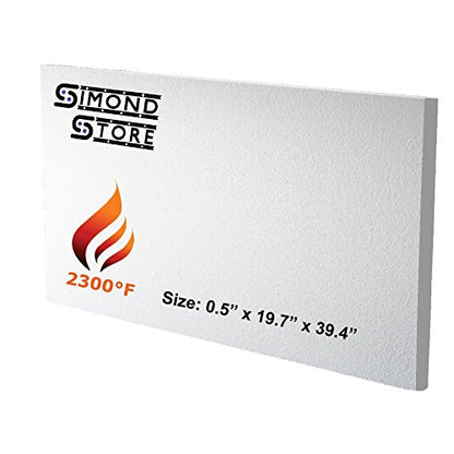 SIMOND STORE Ceramic Fiber Board, 1/2" x 19.7" x 39.4", 2300F, Pack of 1 - size: 1/2" x 19.7" x 39.4"