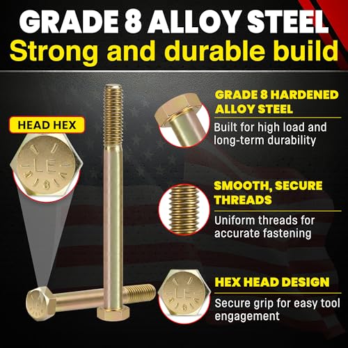 Chenango Supply 1/4-20 x 4 Inch Grade 8 Hex Head Bolts - size: 1/4-20x4 50pcs