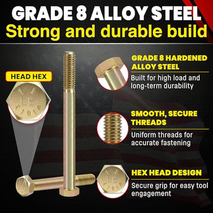 Chenango Supply 1/4-20 x 4 Inch Grade 8 Hex Head Bolts - size: 1/4-20x4 50pcs
