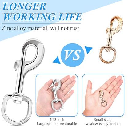 ERKOON Extra Large 4.23 Inch Swivel Eye Bolt Snap Hooks 220Lbs Load Capacity Zinc Alloy Single Ended Flag Clips Heavy Duty Trigger Bolt Hooks (2 Pack) - size: 2 Pack