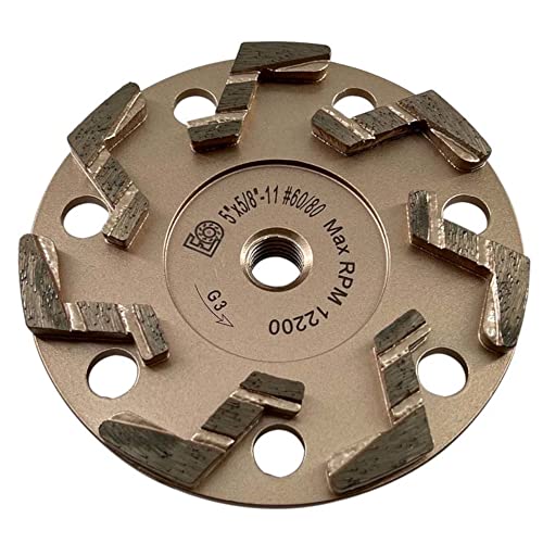 5" S Segment Grinding Wheels, #60/80 Grit, 5/8"-11 Threaded Arbor - style: 5" Diameter (S Segment)
