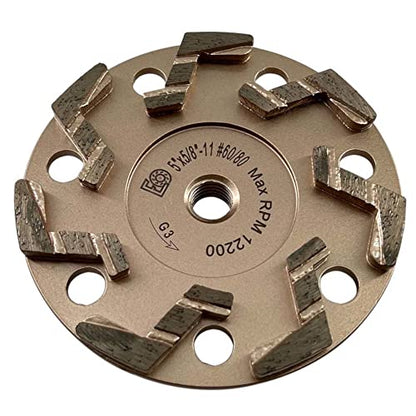 5" S Segment Grinding Wheels, #60/80 Grit, 5/8"-11 Threaded Arbor - style: 5" Diameter (S Segment)