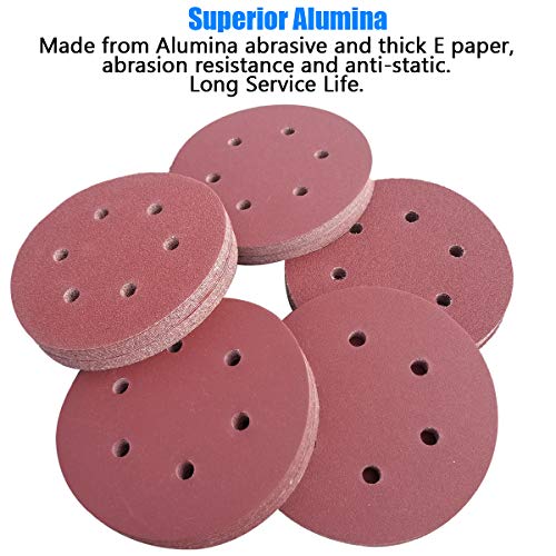 100 PCS 6 Inch 6 Holes Sanding Disc Assorted - 60 80 120 150 240 Grits, 6" Hook & Loop Backing Random Orbital Sandpaper Sander Paper for Automotive Paint, Woodworking Wood, Metal