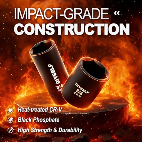 DIYSELF 95PCS 3/8" Drive Socket Set, 6-Point Metric & SAE Impact Socket Set