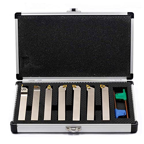 OSCARBIDE 1/2" Shank Nickel Plated 7-Piece Indexable Lathe Tool Holder Set