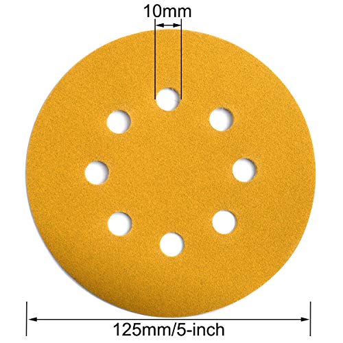 5-Inch 8-Hole Hook and Loop Sanding Discs 220-Grit, 50-Pack