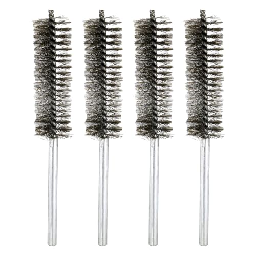 HARFINGTON 4pcs Wire Bore Brush Set 8 Inch Length 1.2 Inch Shank Stainless Steel Bristles Cleaning Brush for Clean Car Part Tube Kitchen Garage - size: 8 x 1.2 Inch