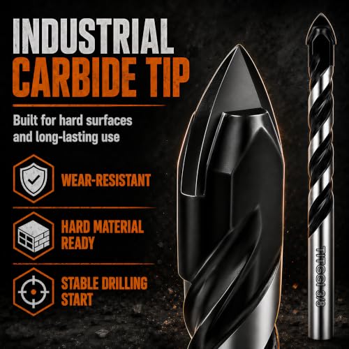 12-Piece Masonry Drill Bit Set & Concrete Drill Bit Set, 7 Sizes, 1/8"-1/2" - size: 12pcs 1/8"-1/2" Masonry Drill Bit Set