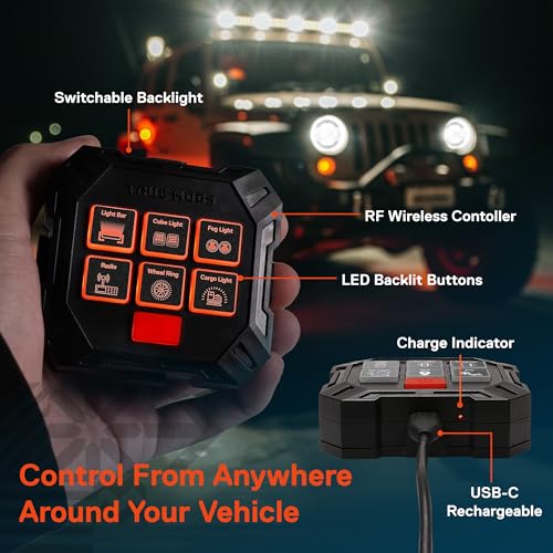 True MODS 12V Wireless Switch Panel Controller, 6 Gang Waterproof Relay Box - style: Prewired Fuse/Relay Kit + Switch Box