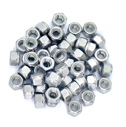50Pcs 1/4“-20 Nylon Insert Hex Lock Nuts, 304 Stainless Steel Locknuts,Standard Inch Thread Nylock Nuts,Silver Tone - color: Silver, size: 1/4"-20