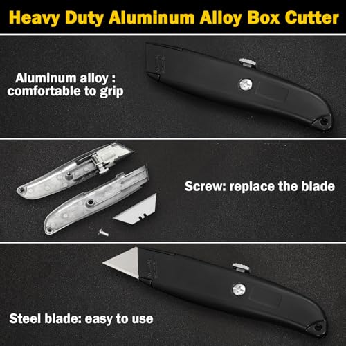 Reginary 30 Pcs Box Cutters Bulk, Utility Knives, Black - color: Black