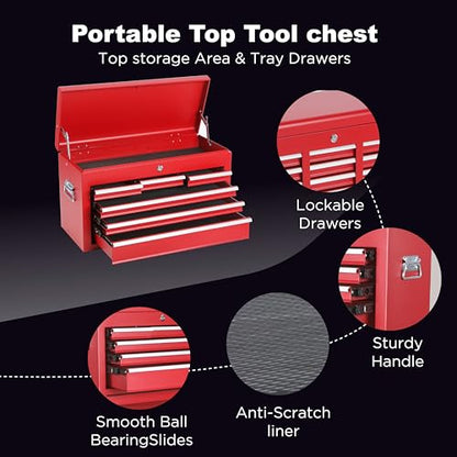 Tool Chest, 8-Drawer Rolling Tool Storage Cabinet with 2 in 1 Detachable Top Tool Box, Liner, Lockable Wheels, Side Hooks,Metal Tool Cart for Garage (8-Drawer Red) - color: 8-drawer Red