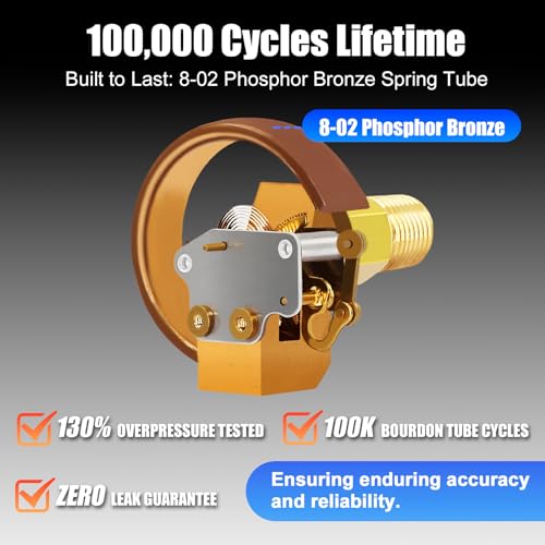0-100 PSI Air Pressure Gauge, 2" Dial Liquid Filled Back Mount Gauge, 1/4" NPT Brass Connection, 304 Stainless Steel Case, IP67 Waterproof, for Air Compressor, Regulator, Gas & Water - size: 0-100 PSI, style: Back Mount