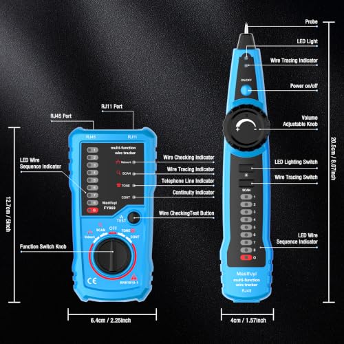 Network Cable Tester, Wire Tracer Tone Generator and Probe Kit - color: Bule-Red