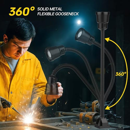 Led Work Light, 9W Machine Light, 900 Lumens Flexible Work Lamp for Lathe Milling Machine Drill Press, Aluminum Alloy Light Head (Fixed Base)