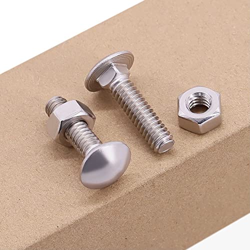 M8-1.25 x 35mm (10 Sets) Carriage Bolt DIN603 with Hex Nut DIN934, Full Coarse Thread, 304 Stainless Steel 18-8, Round Head Square Neck Screws Coach Bolt - size: M8-1.25 x 35mm