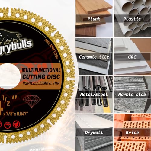 4 1/2 Inch Indestructible Diamond Cutting Wheel, Multi-Material Cut Off Disc for Angle Grinder 7/8" Arbor (6pcs)