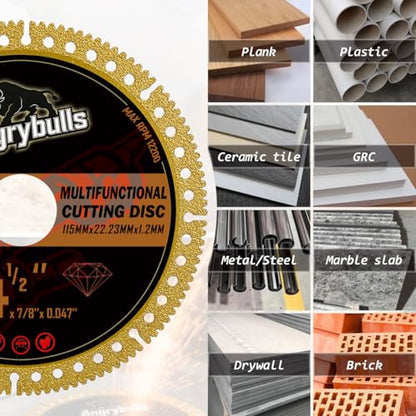 4 1/2 Inch Indestructible Diamond Cutting Wheel, Multi-Material Cut Off Disc for Angle Grinder 7/8" Arbor (6pcs)