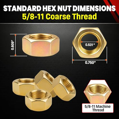 Chenango Supply 5/8-11 Grade 8 Hex Nuts Alloy Steel Heavy Duty Nuts - size: 5/8-11 Hex Nut