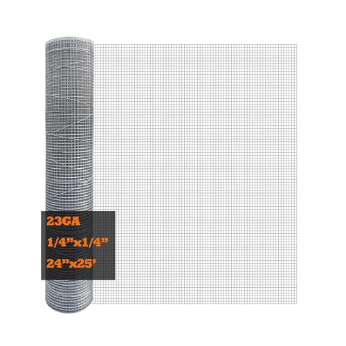 23GA Galvanized After Welding Hardware Cloth 24 in x 25 ft - 1/4 x1/4 inch Mesh - size: 24"x25'-1/4"x1/4" 23GA Galvanized