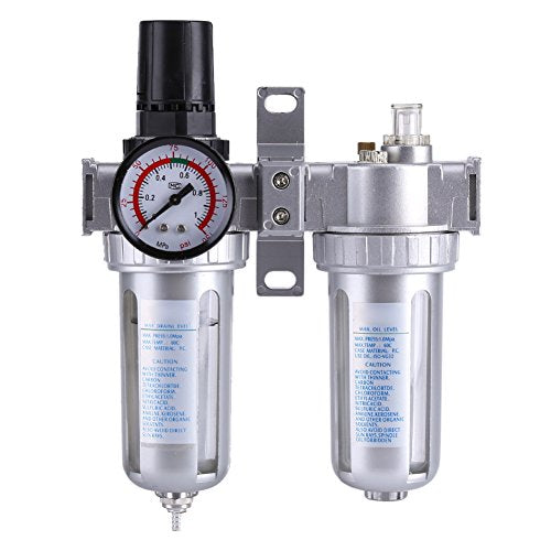 Air Filter Regulator 3/8 Inch with Water Trap Separator for Compressed Air Systems and Pneumatic Tools Maintenance SFC300