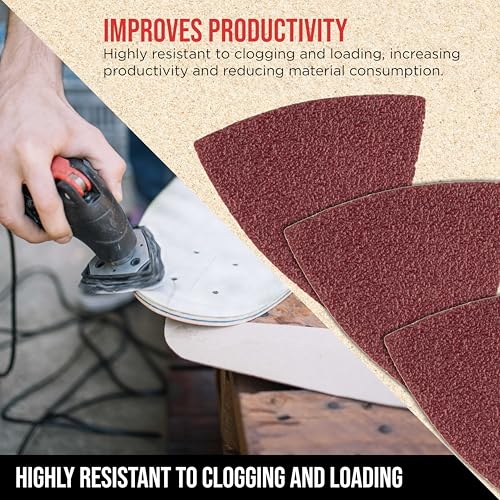 ProductionShop Premium Triangle Mouse Detail Sander Sandpaper Sheets, 50 Disc Variety Pack, Grits 40, 80, 100, 120, 180, 220, 320, 400, 600, 800 - Hook & Loop Disc Pads - Woodworking Furniture, Paint - style: Variety Pack 50