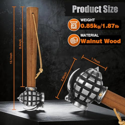Skull Fist Shaped Ball Peen Hammer, Quenched Stainless Steel 1.87 Lbs Wood Handle Multi Tool for DIY Craft Outdoor Camping Home Decor Mens Gift - size: Ball Peen