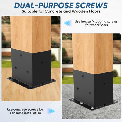 4x6 Post Base, Heavy Duty Post Bracket, Steel, Wood/Concrete, 2 Pcs - size: 4×6